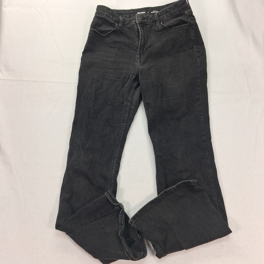 Old Navy Jeans Womens 6 Wow Flare Black High Rise Stretch EUC